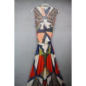 Boston Proper Sleeveless Long Ties Deep V-Neck Maxi Dress-Size Large-Cottagecore